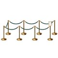 Montour Line Stanchion Post & Rope Kit Pol.Brass, 8FlatTop 7Green Rope 8.5x11V Sign C-Kit-7-PB-FL-1-Tapped-1-8511-V-7-PVR-GN-PB